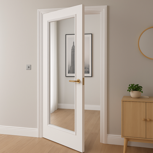 1 Panel Victorian Style Primed White Internal Door WC23GC clear glass