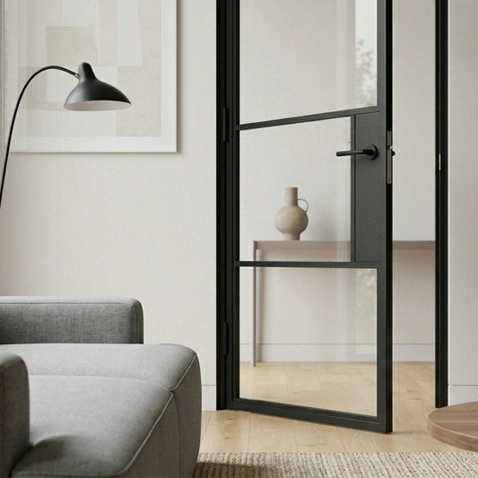 Steel black Crittall-style internal glass door - Hamburg close-up