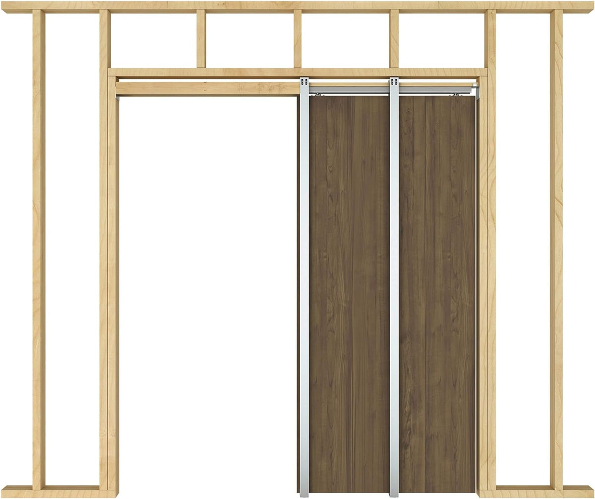 Pocket door kit, steel frame component