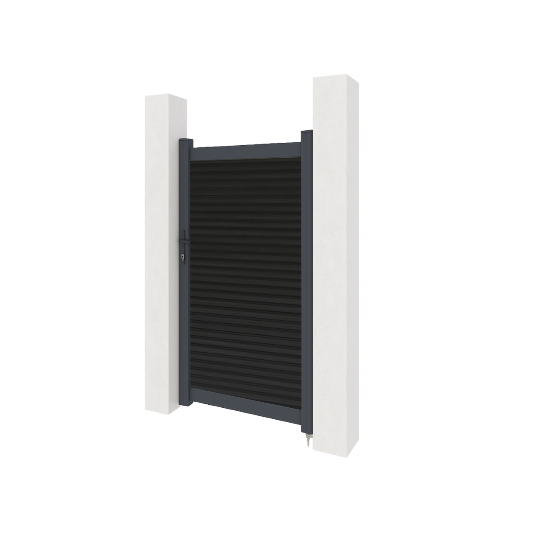 Aluminium gate with composite panels - Black slatted