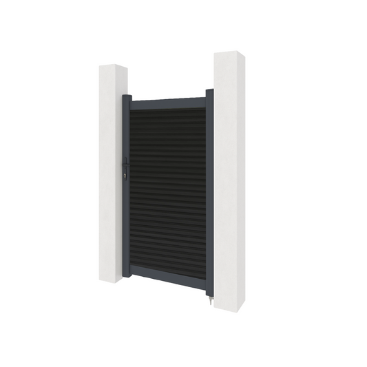 Aluminium gate with composite panels - Black slatted