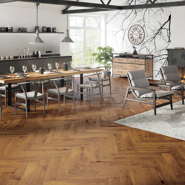 BARISTA HERRINGBONE OAK NAPOLETANA BRUSHED MATT LACQUERED ENGINEERED FLOORING