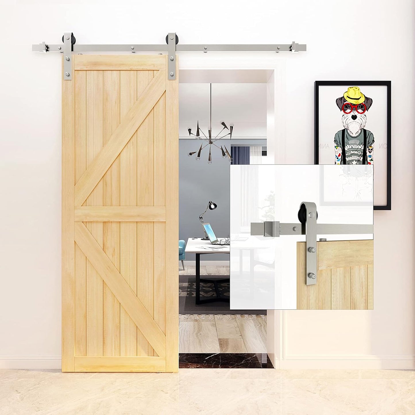 Barn Door Slider Single Door Satin Nickle