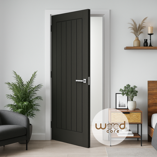 Black Cottage Modern Style Premium Primed Internal Door WC3
