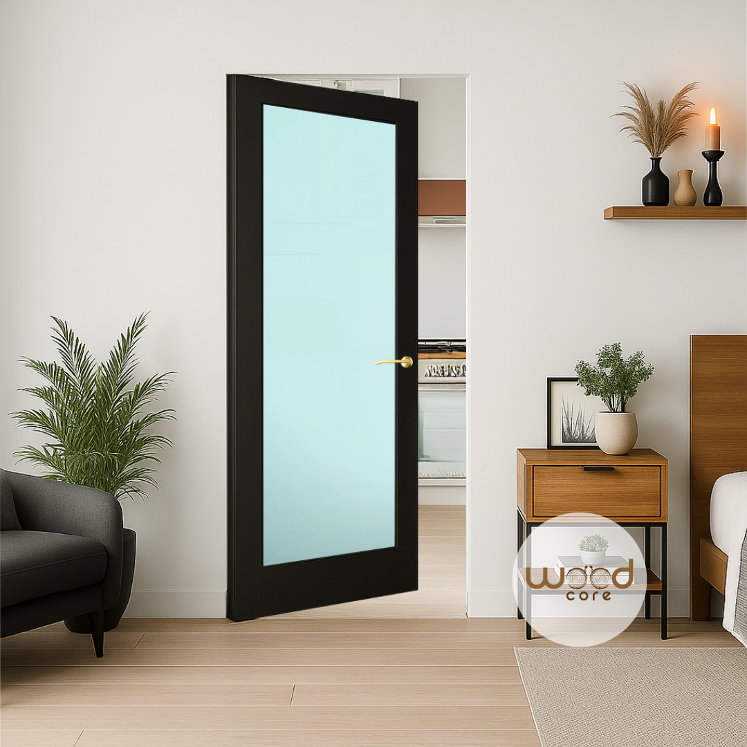 Black Shaker Frosted Glass Internal Door