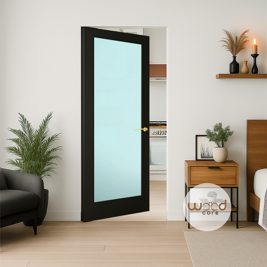 Black Shaker Frosted Glass Internal Door