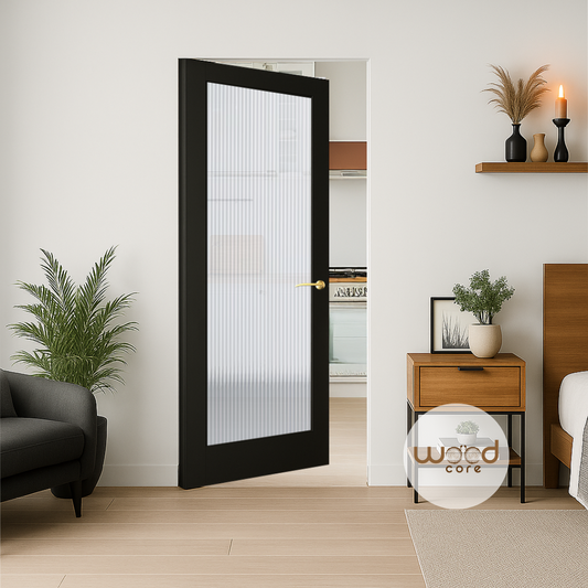 Black Shaker Reeded Glass Internal Door WC15GR