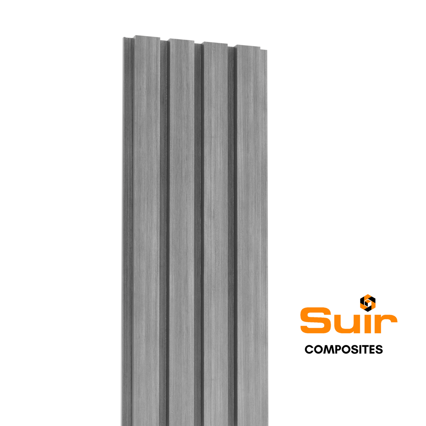 Composite Cladding Slatted Stone Grey