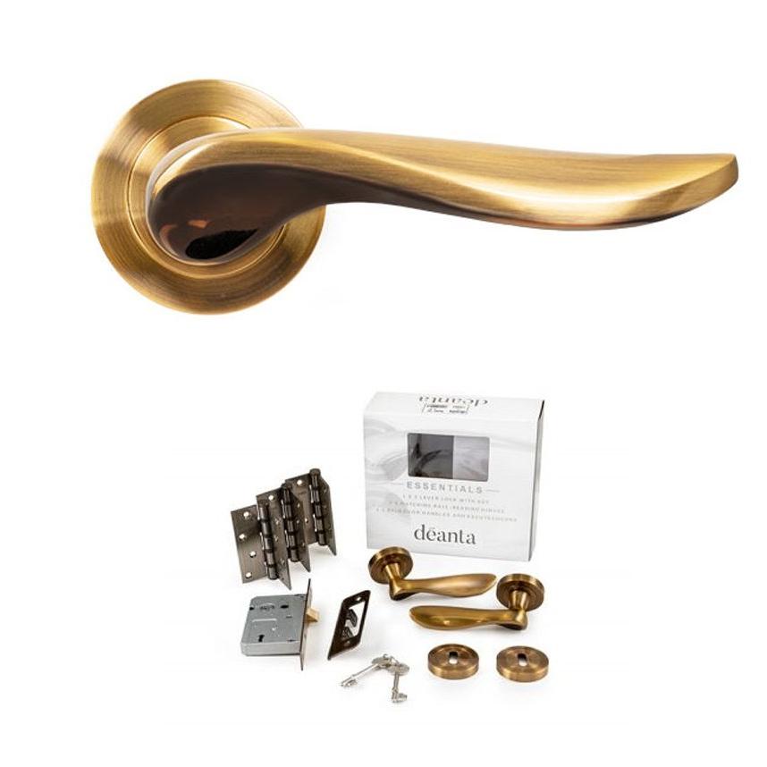 Door handles Blasket Antique Brass Complete Set