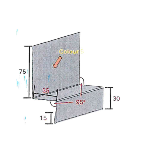 Standing seam steel cladding profile trim - drip wall flashing