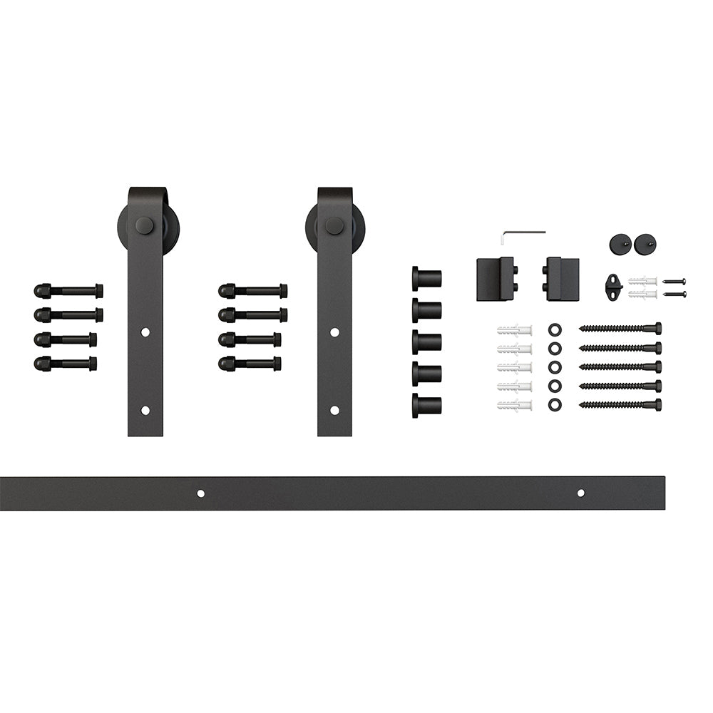 Barn Door Sliding Rail Single Door Satin Black