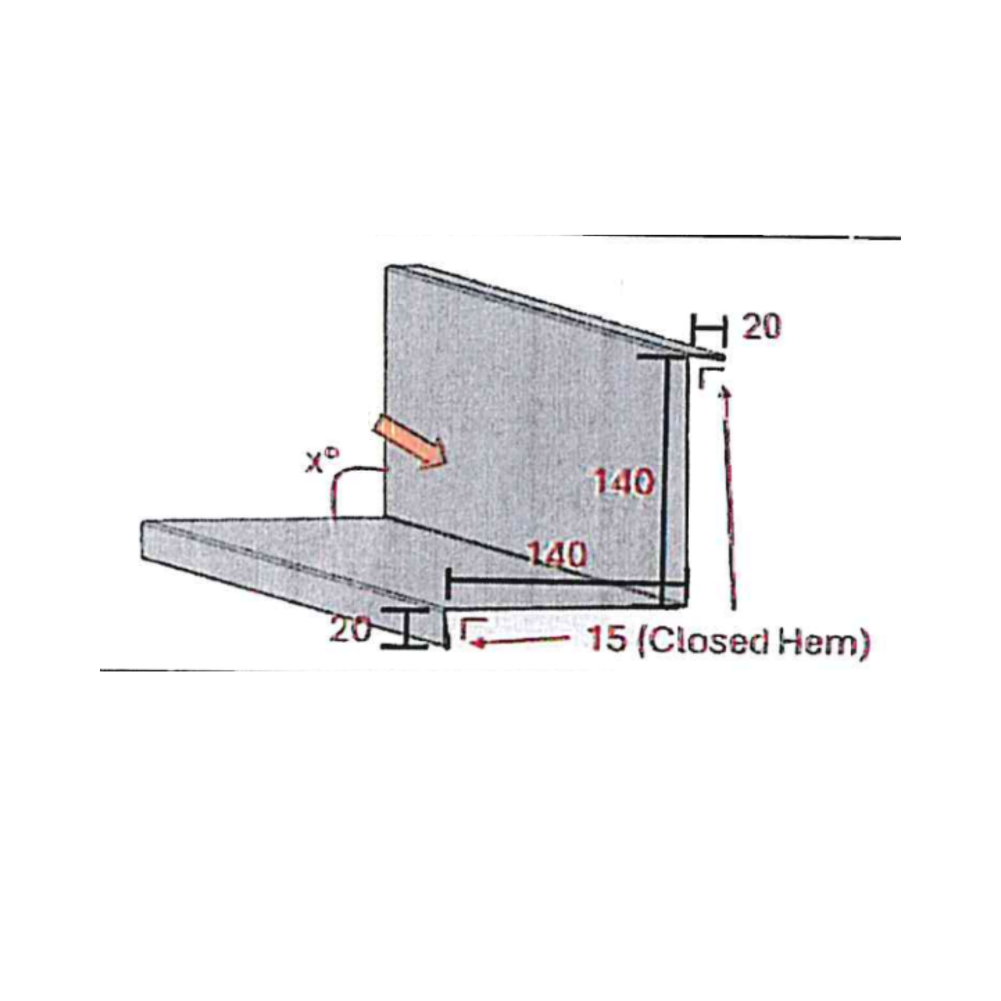 Standing seam steel cladding profile trim - internal corner