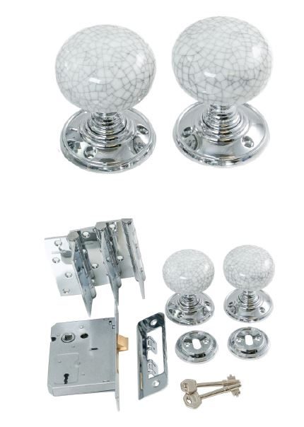 Portroe Ceramic Door Knob Polished Chrome