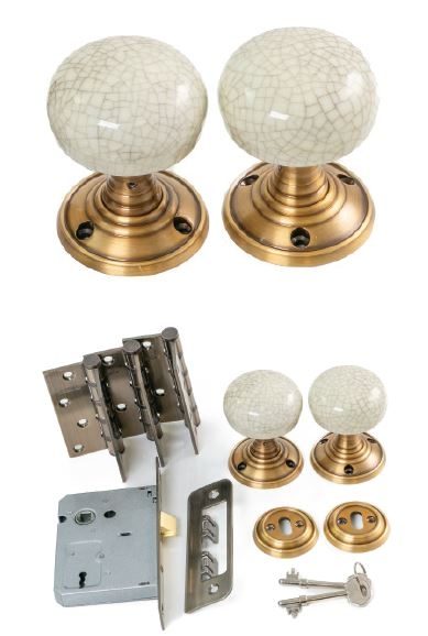 Portroe Ceramic Knob Antique Brass