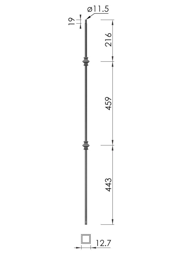 Matrix Double Collar Square - dimensions