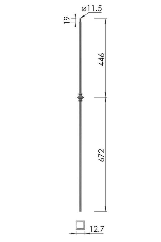 Matrix Single Collar Square Spindle - dimensions