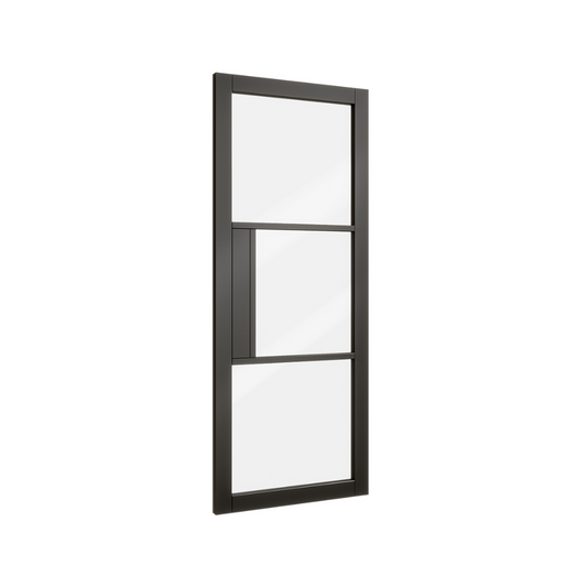 NM33G Clear Glass Crittall Premium Primed Black Mayfair Door Deanta