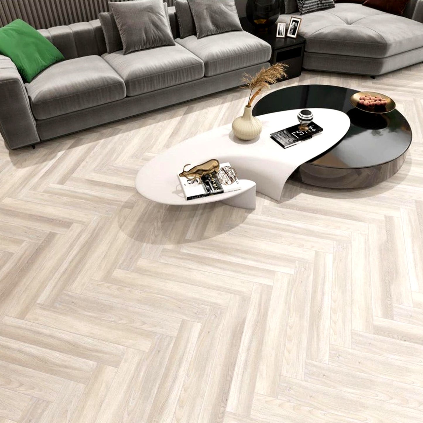 Driftwood Oak Herringbone Laminate Flooring 12mm