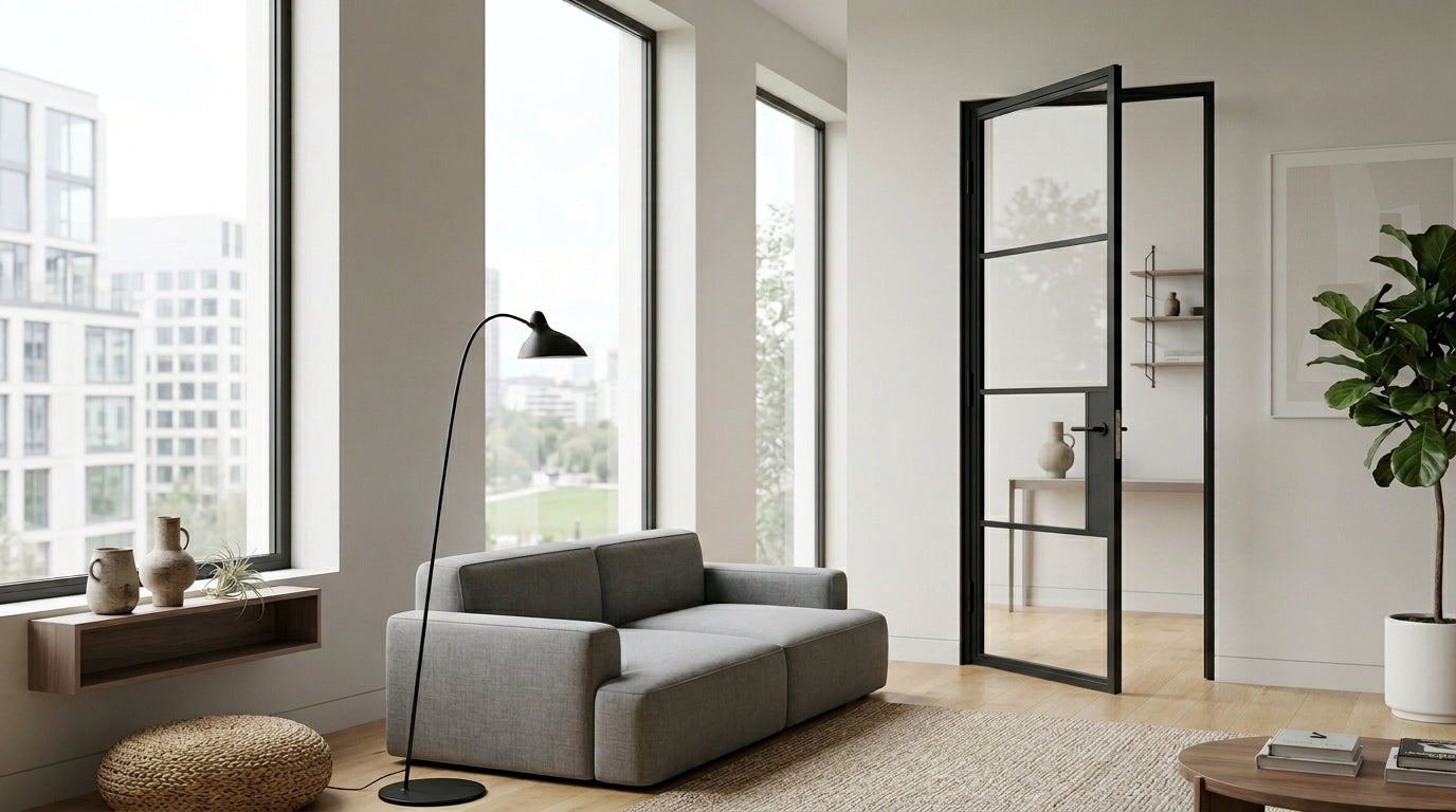 Steel Black Modern Internal Clear Glass Door Hamburg