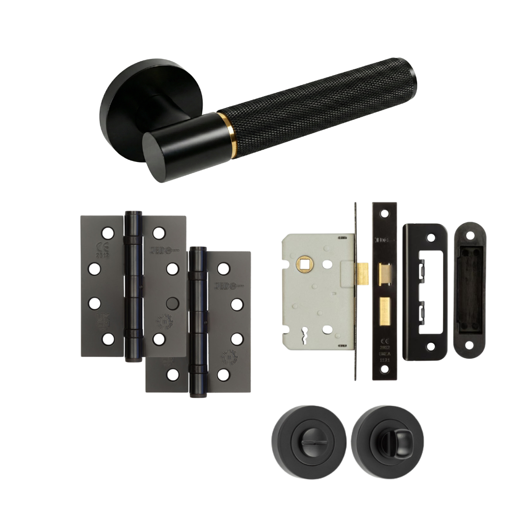 Paris Black and Gold Door Handle Lock Set