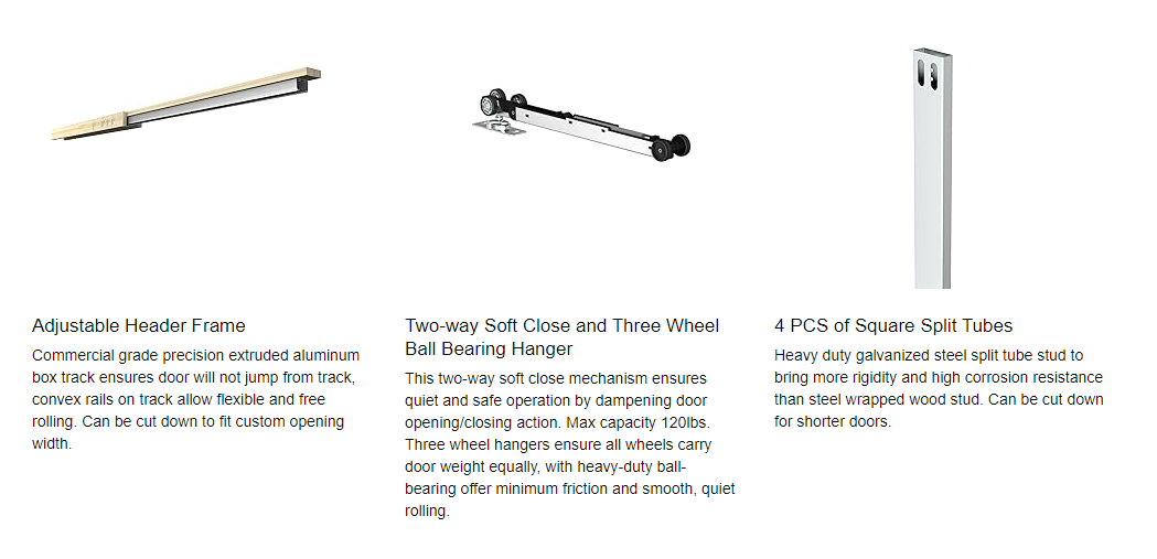 Pocket door kit, package contents