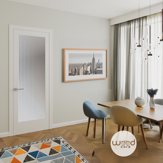 Shaker White Primed Internal Wooden Reeded Glass