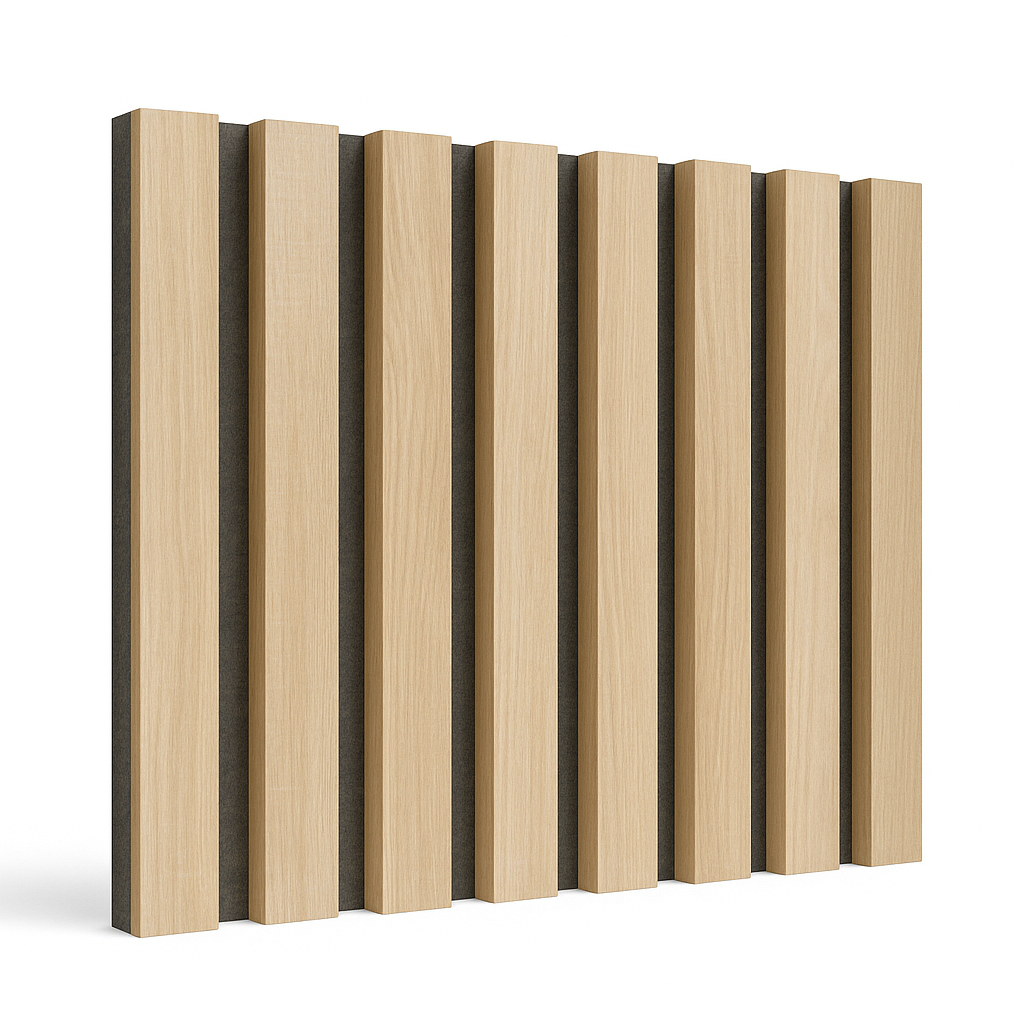 Slat Acoustic Wall Panelling Oak Black Felt Melamine