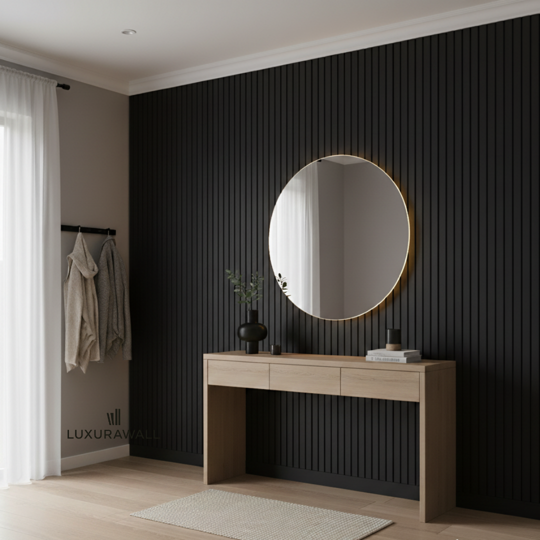 Slatted wall paneling - black finish