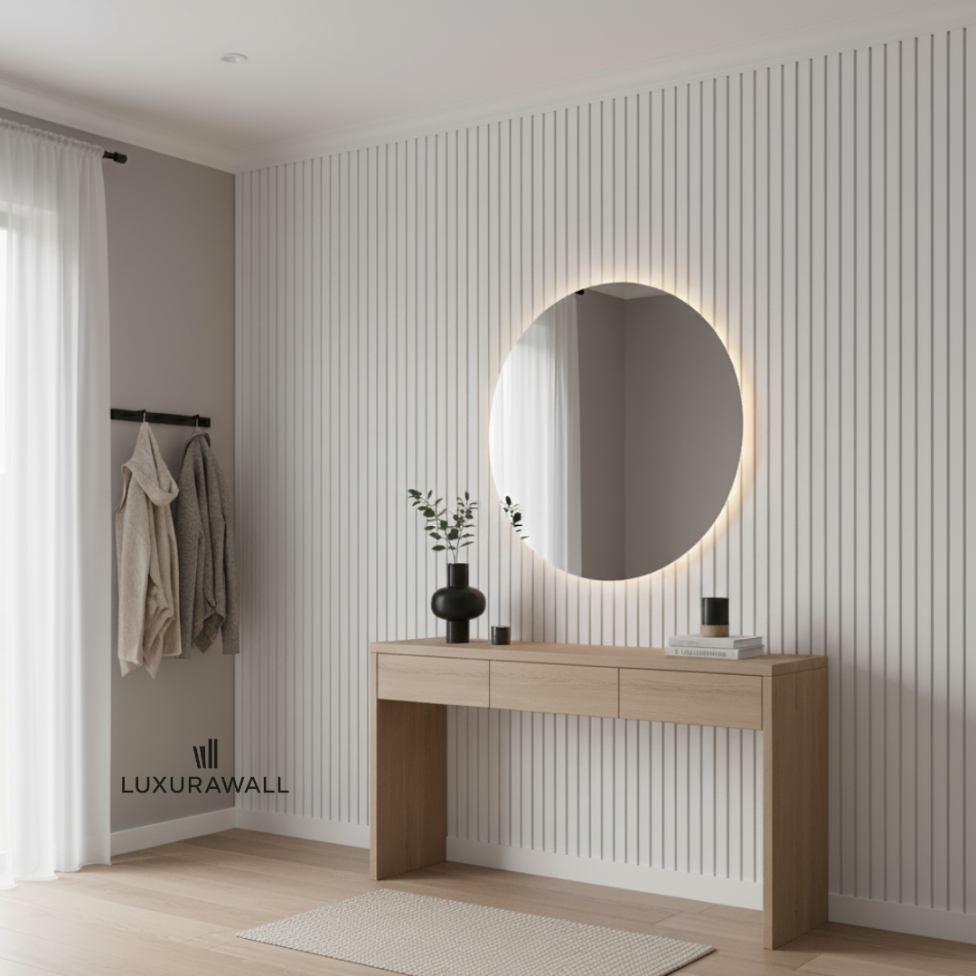 White Slatted Wall Paneling