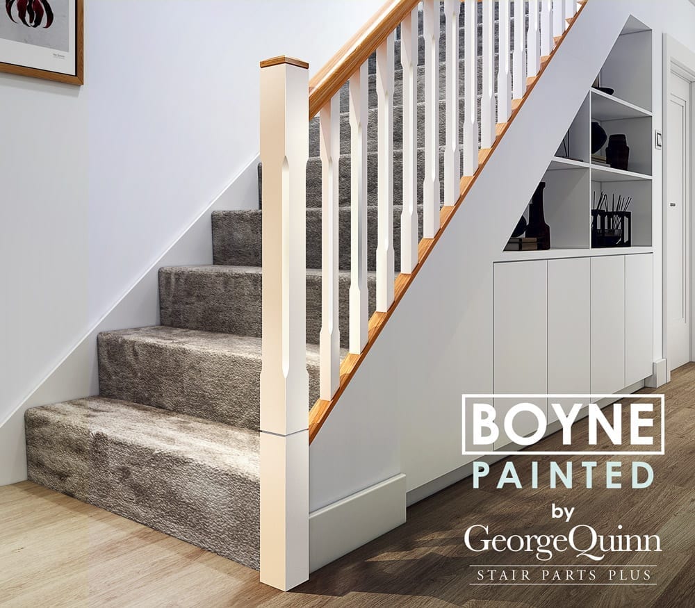 Boyne chamfered newel post - installed with spindles