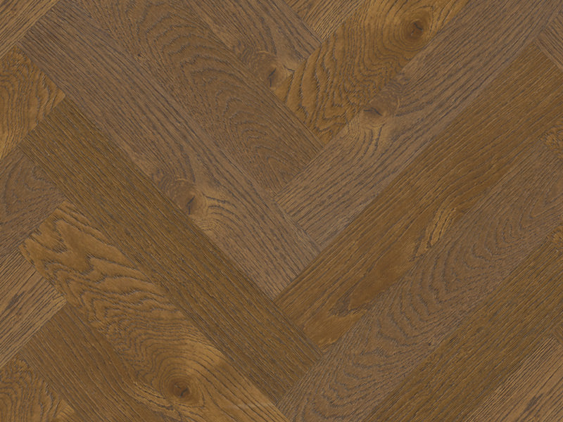 90mm x 450mm Herringbone Stamford Oak stained brushed UV matt lacquered engineered oak flooring