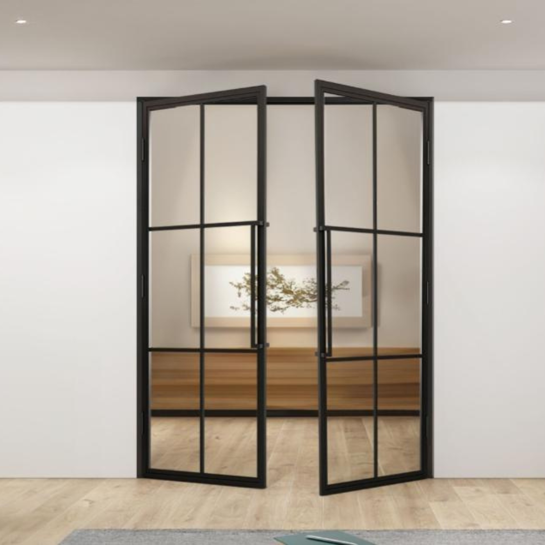 Steel Black Crittal Style Internal Door Porto Double Door