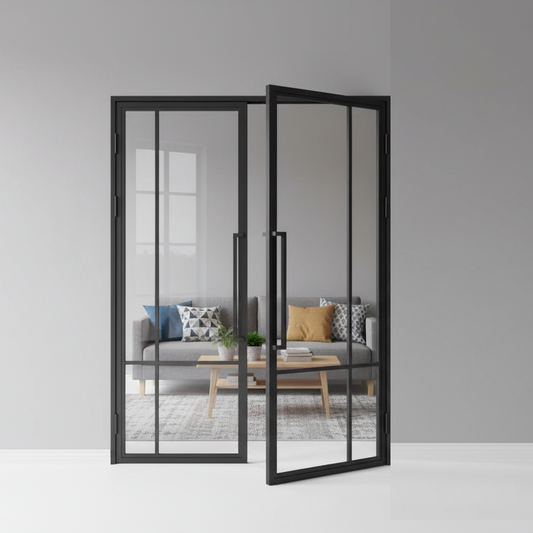 Steel black Crittall-style internal glass double door - Milan
