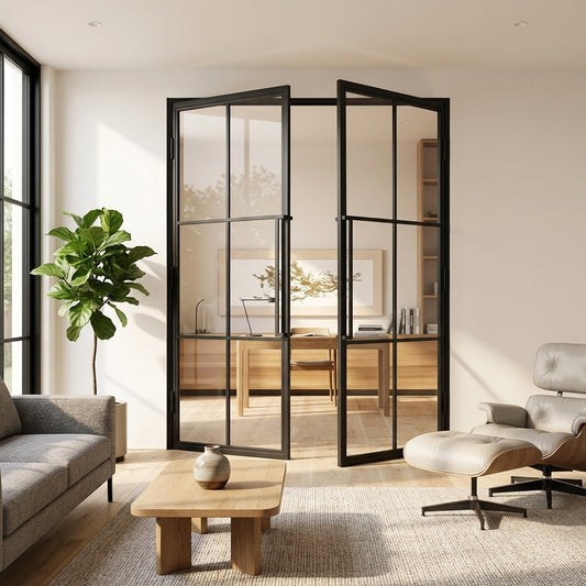 Steel black Crittall-style internal door - Porto clear glass double door