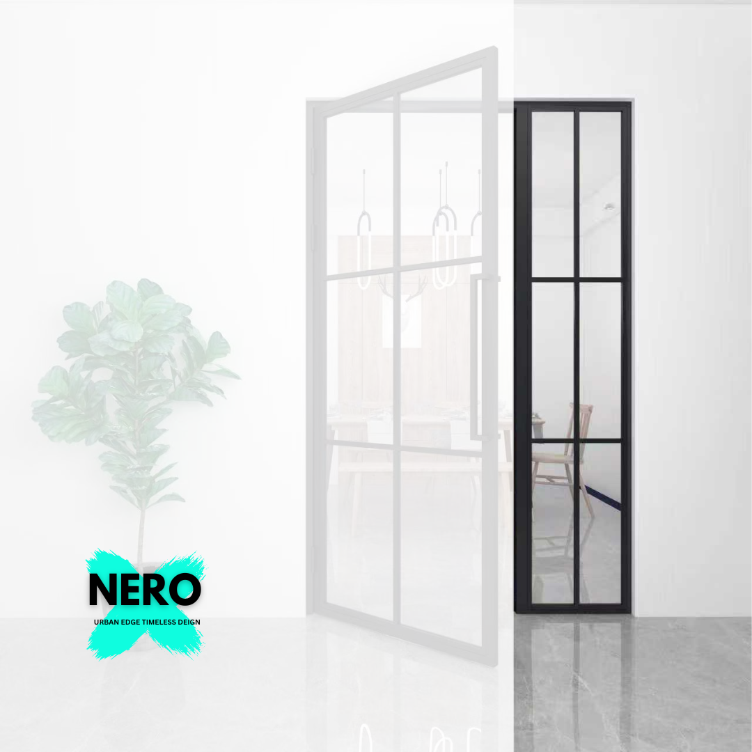 Steel Black Modern Internal Glass Door Porto Side Panel Only