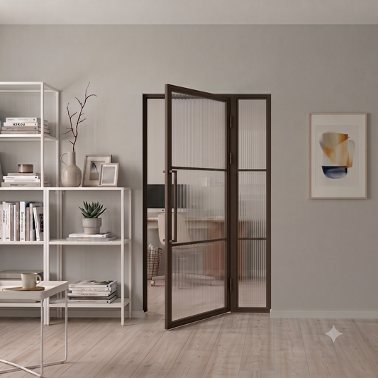 Steel Bronze Urban Style Modern Internal Glass Door Lisbon with side panel