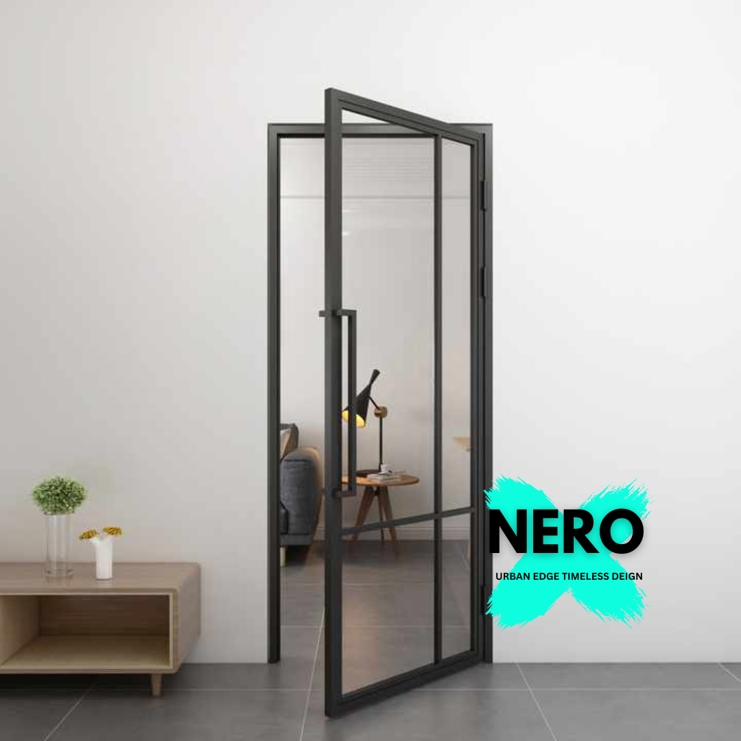 Steel Black Modern Crittal Style Internal Glass Doors Milan