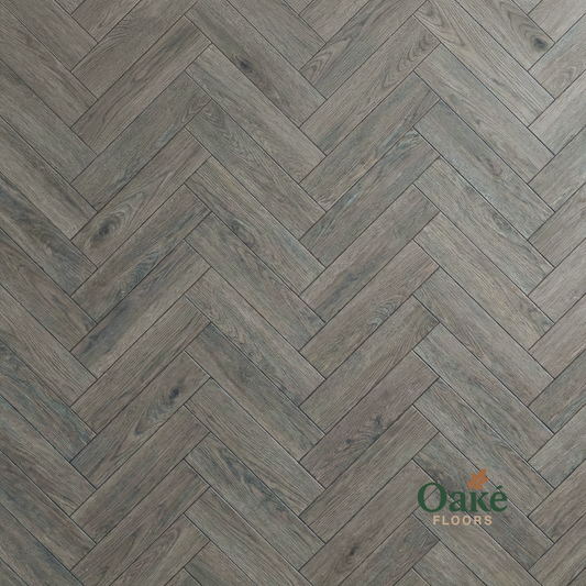 Stone Grey Oak SPC herringbone flooring - detail