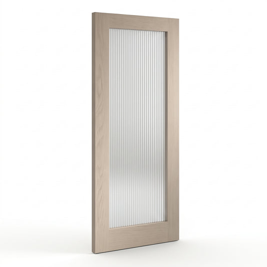 WC15GR shaker style whitewashed oak internal door with reeded glass panel