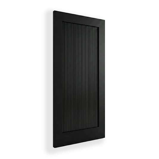 WC15SR black Shaker fluted door, close-up