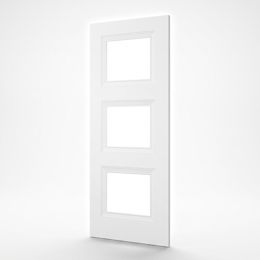 WC16GC 3 Panel Victorian Style Clear Glass White Internal Door White Backround