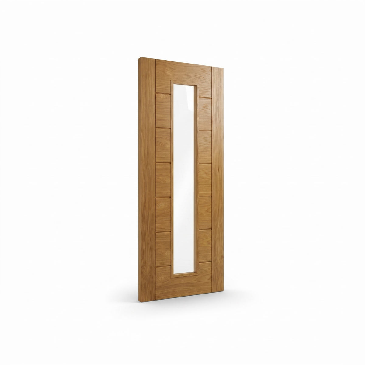 WC19GC oak contemporary internal door with clear glass