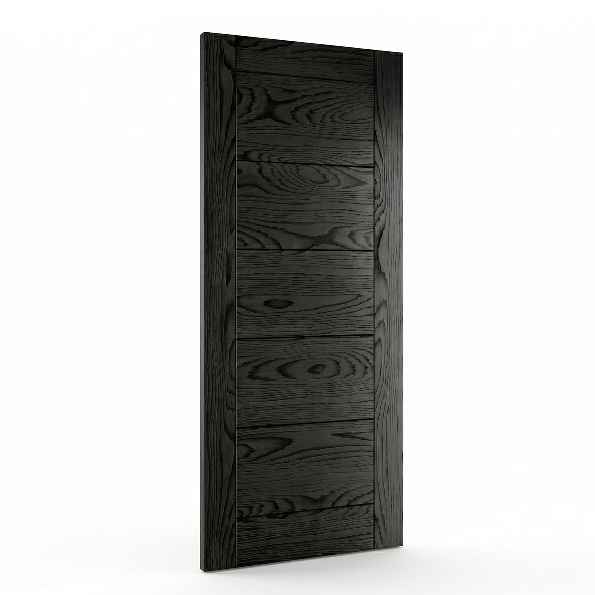 WC19 modern style black brushed oak internal door on white background