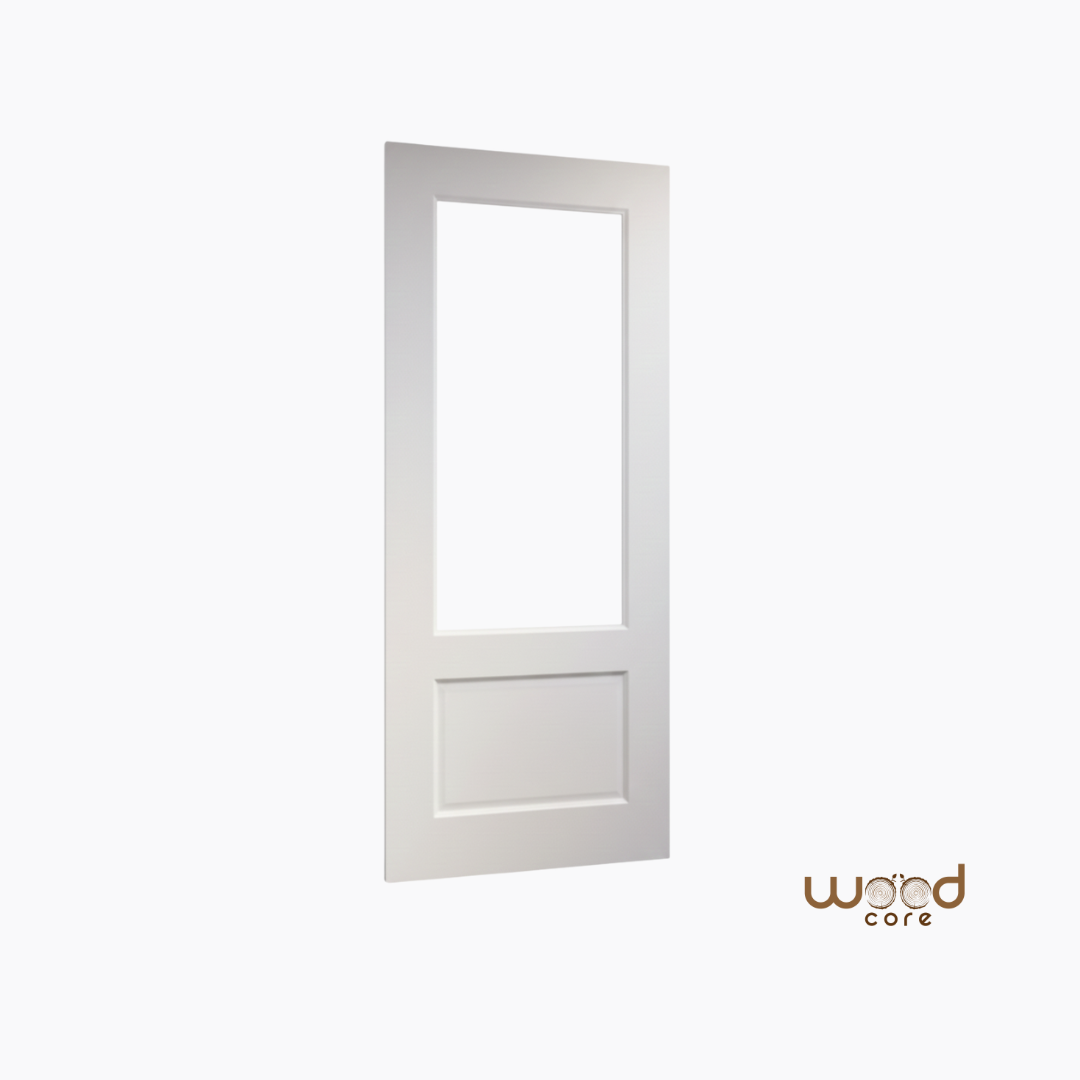 WC33GC Clear Glass 2 Panel White Internal Door