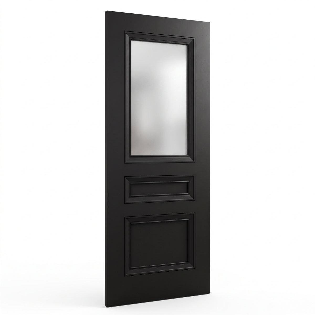 WC39GF Black 3 Panel Victorian Style Frosted Glass Internal Door