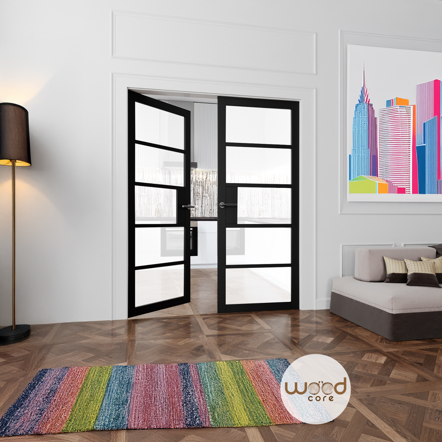 WC41GF Frosted Urban Style Premium Primed Black Mayfair Door