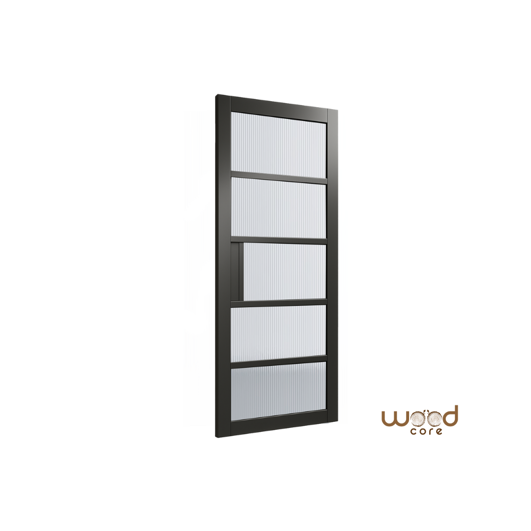 WC41GR Premium Primed Black Urban Style Reeded Glass Door Crittaly Style