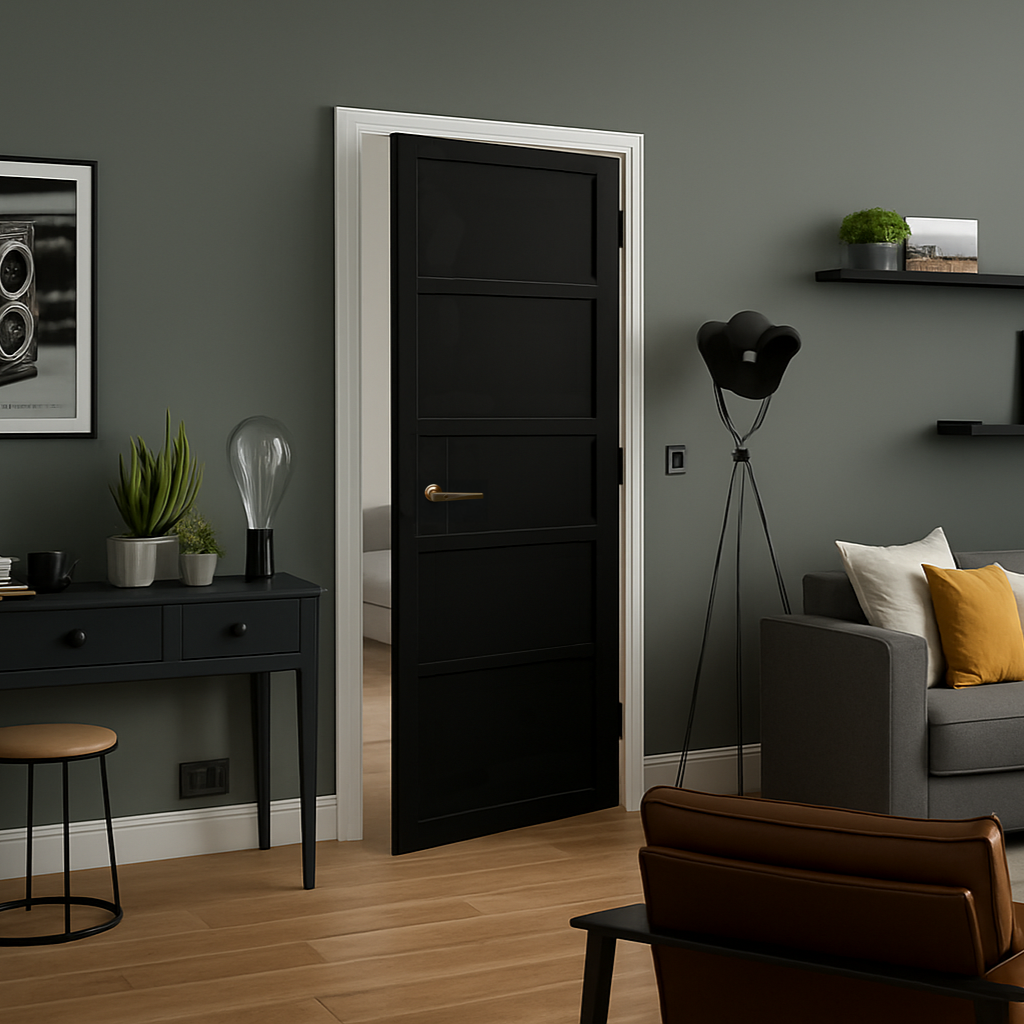 WC41 Solid Urban Style Premium Primed Black Mayfair Door New