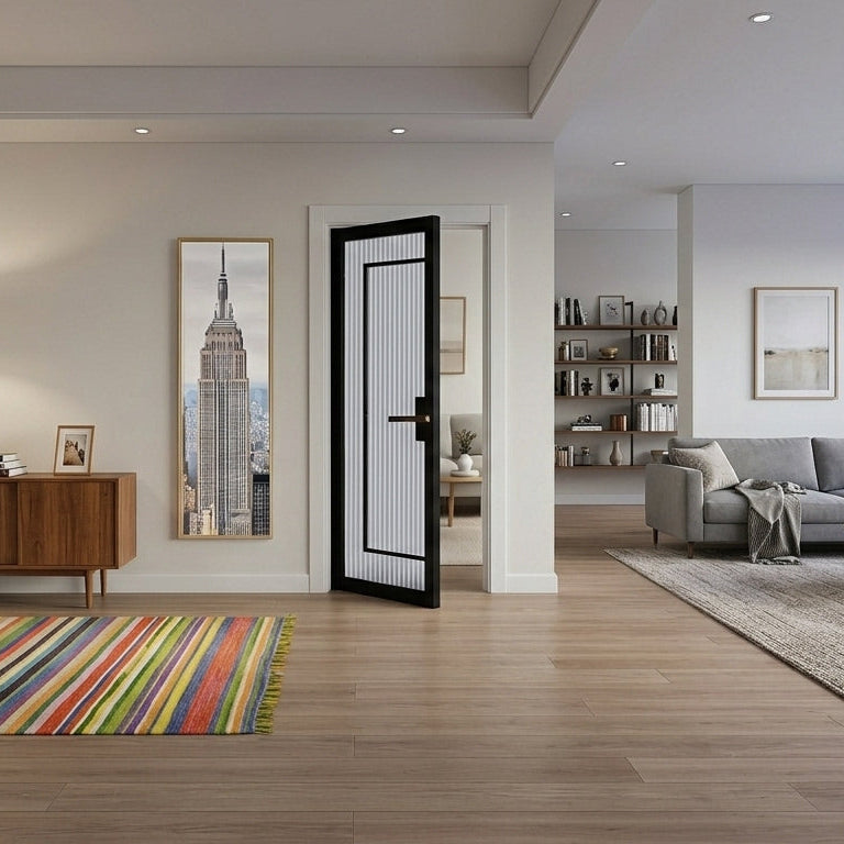 Primed Black Reeded Door