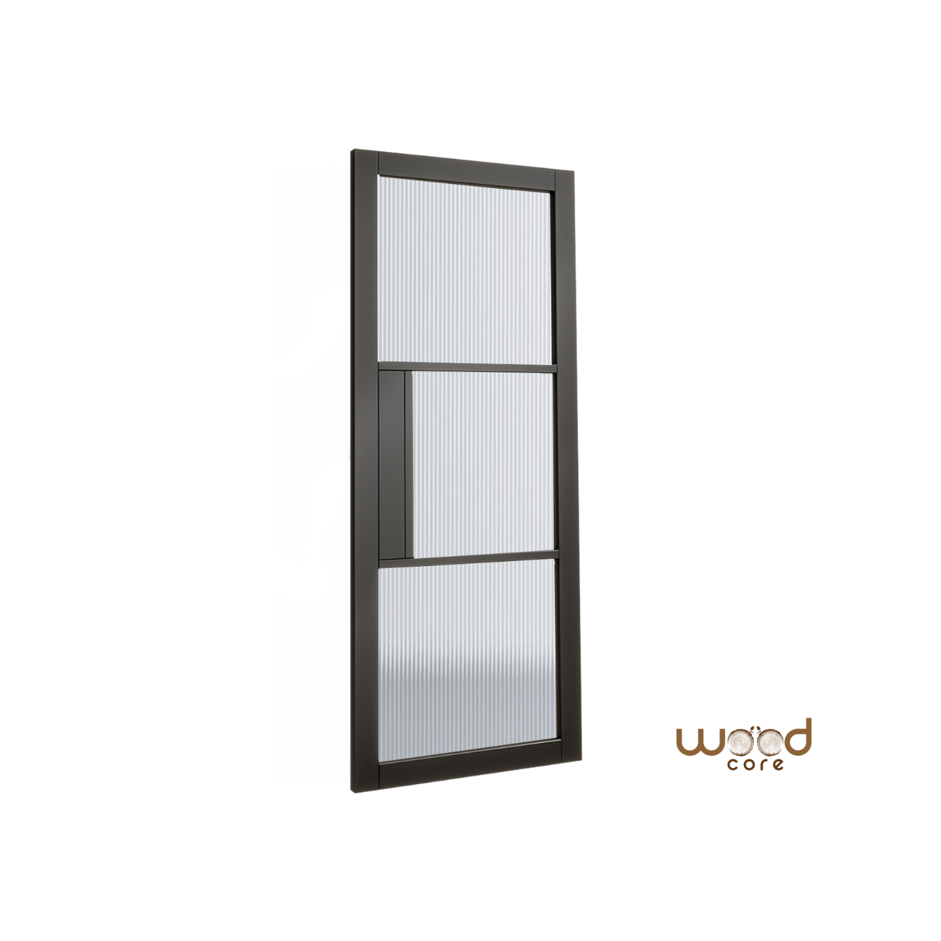 WC44GR Reeded Urban Style Premium Primed Black Mayfair Door Glass Crittaly Style